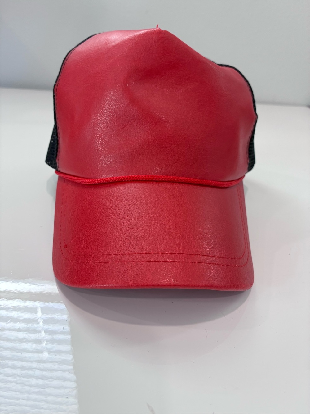 Men's Red Casual Trucker Cap with Mesh Back